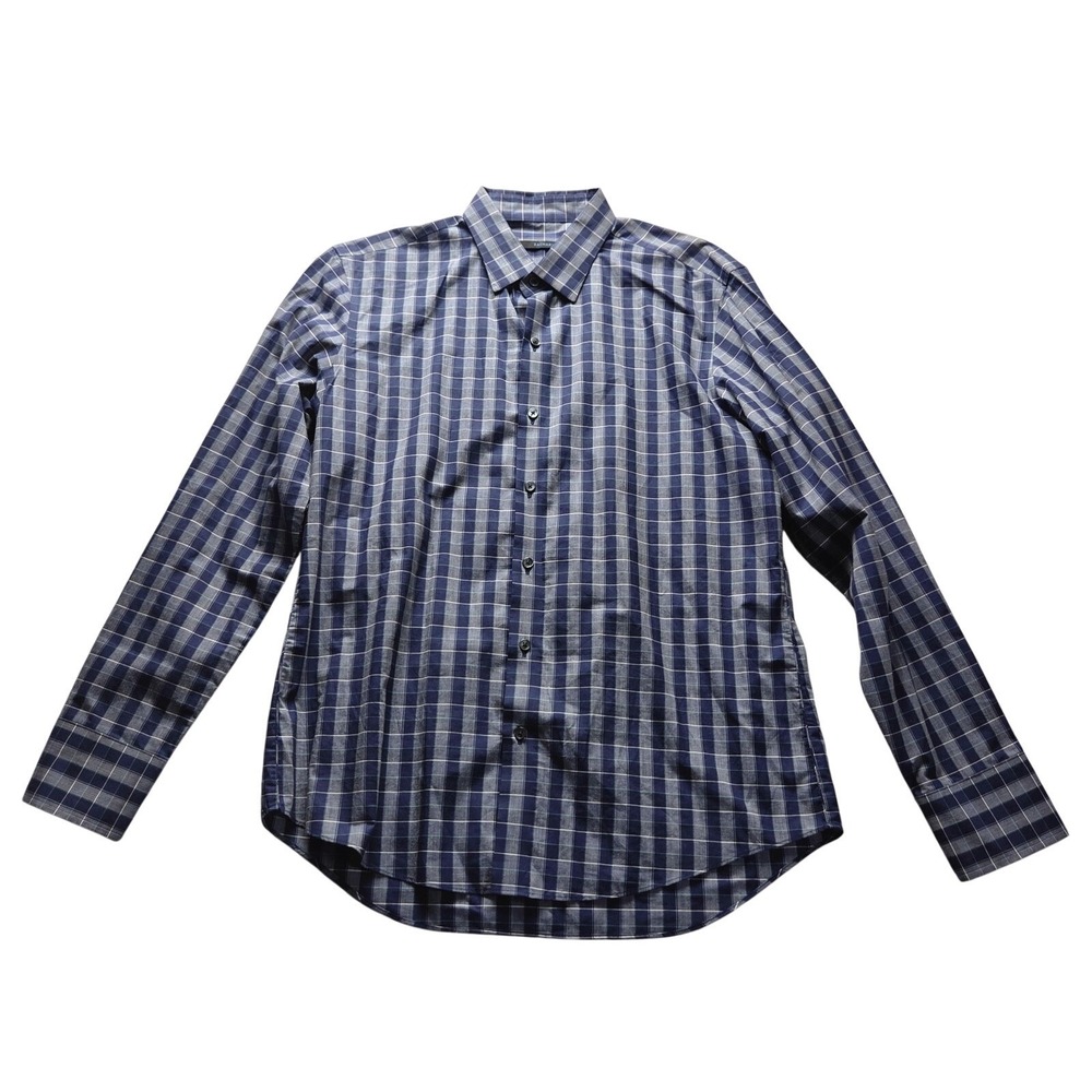 Zachary Prell Shirt Mens Large Blue Plaid Long Sleeve Cotton Button-Up Casual